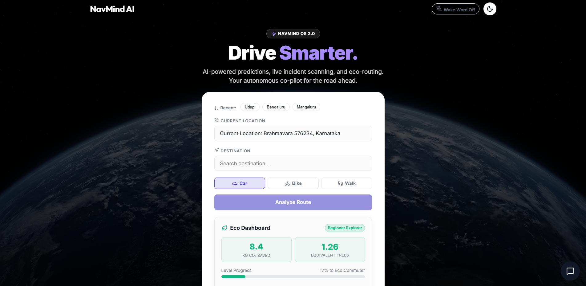 NavMind AI Route Analysis Interface
