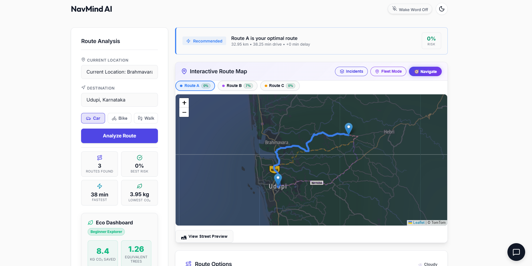 AI-Based Route Recommendation and Interactive Map